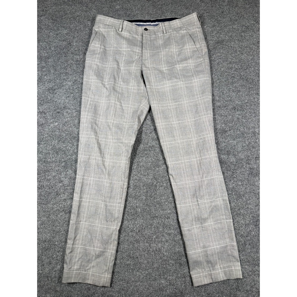 Zara Man Dress Pants Mens 32 Gray Check Pattern Formal Business Straight Leg